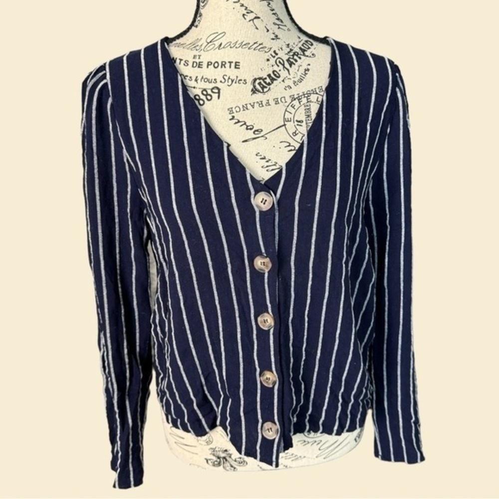 Urban Romantics Linen Blend Button Up Long Sleeve Cardigan Size Large